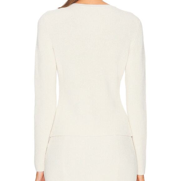 Aya Muse Cream Eris Cardigan Sweater with Long Sleeves and Round Neckline - Picture 2 of 8